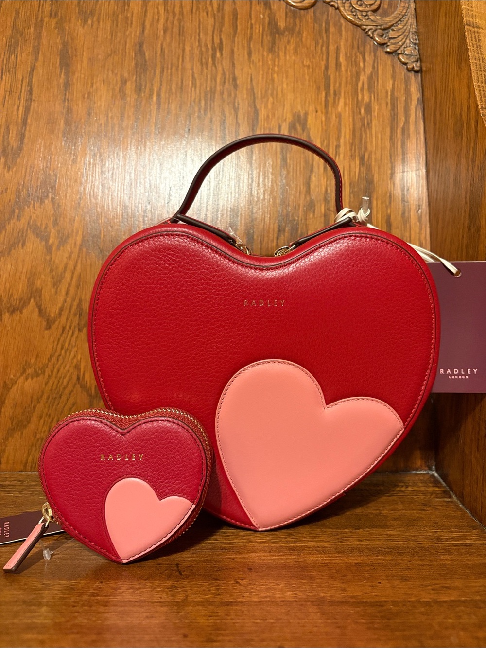NWT-Radley London-SET-My Love-Zip Top Crossbody & Zip Around Coin Purse-Red-$396